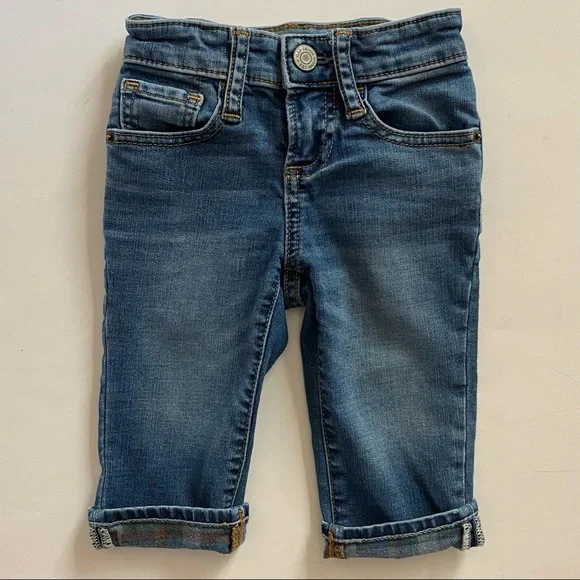 Gap Jeans size 12-18 Months plaid flannel cuffs Denim pants baby boys Gapkids