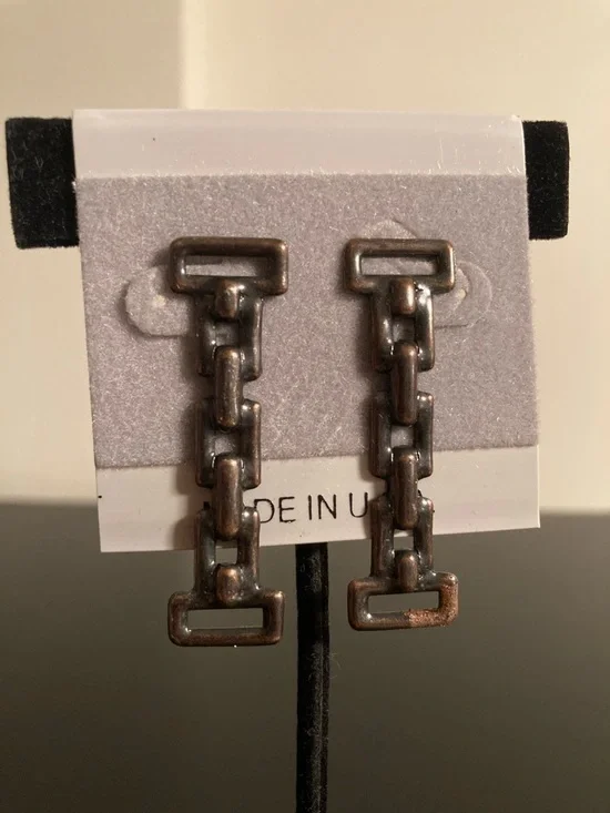 Men's Chain Link Earrings - Antique Bronze