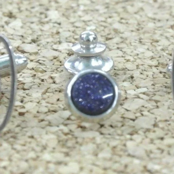 Shields Cufflinks & Tie Tack Purple Druzy 3pc Set