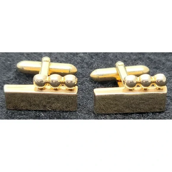 VINTAGE SWANK GOLD BAR & BALLS CUFFLINKS ESTATE CLEANOUT FIND
