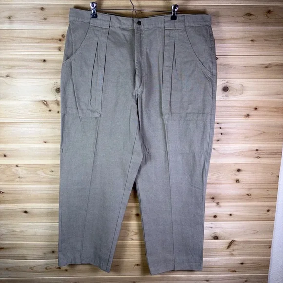 NEW Eddie Bauer Pants Mens 42x37 Tapered Leg Tan Outdoor Outfitter Utility Pants