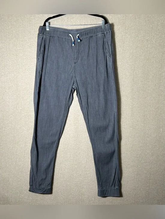 Mugsy Easy Joggers Mens XL Gray Lounge Casual Comfort Chambray Stretch Athletic