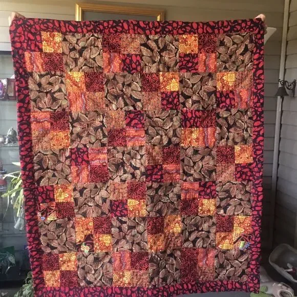 NWT. Hand Crafted Butterflies in Red Quilt