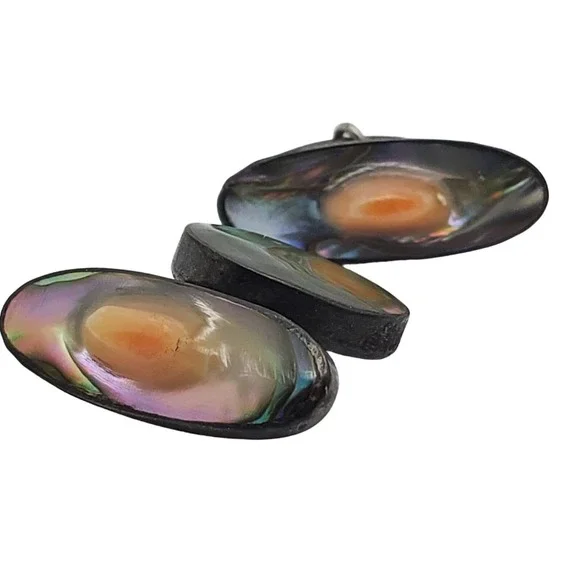 Antique Cufflinks Sterling Silver Blister Pearl Baroque Oval Toggle Swivel Back