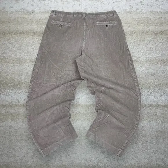 Vintage Y2K Corduroy Pants 38x30 Baggy Wide Leg Fit Tan Pleated Front