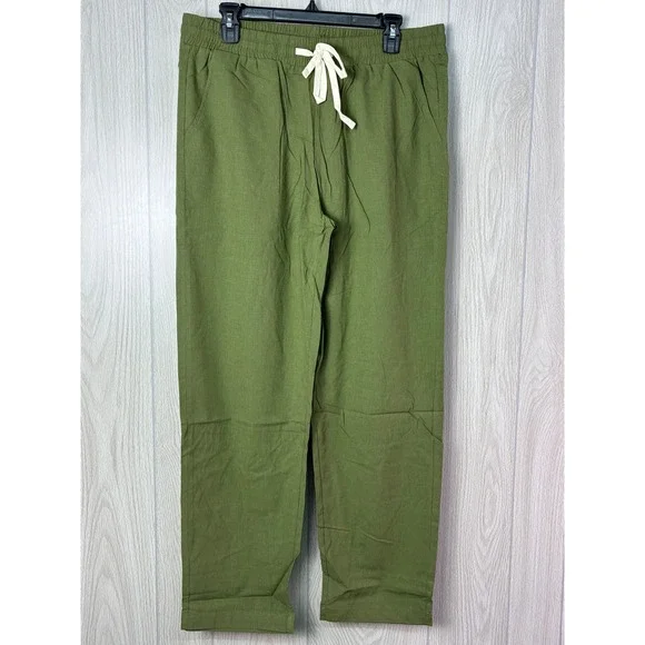 Kallspin Olive Green‎ Casual Drawstring Waist Pants Size Large