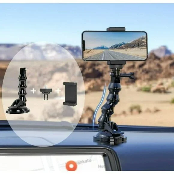 Flexible Gooseneck Extension Suction Cup‎ Car Mount Holder with Phone Holder for