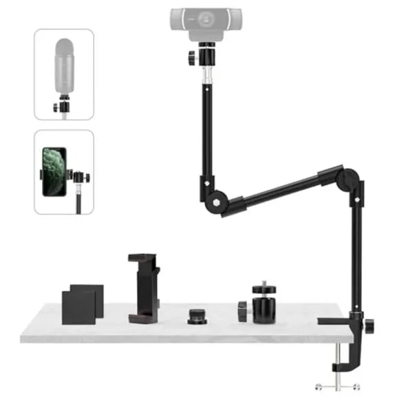 Webcam Stand Camera Mount with Phone Holder & 5/8
