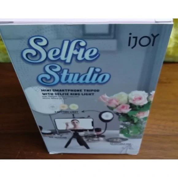 iJoy Selfie Studio Mini Smartphone Tripod with LED Ring Light 3 Brightness Level