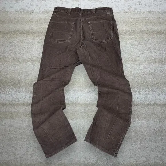 Vintage 90s LL Bean Corduroy Pants 36x32 Regular Straight Leg Chocolate Brown