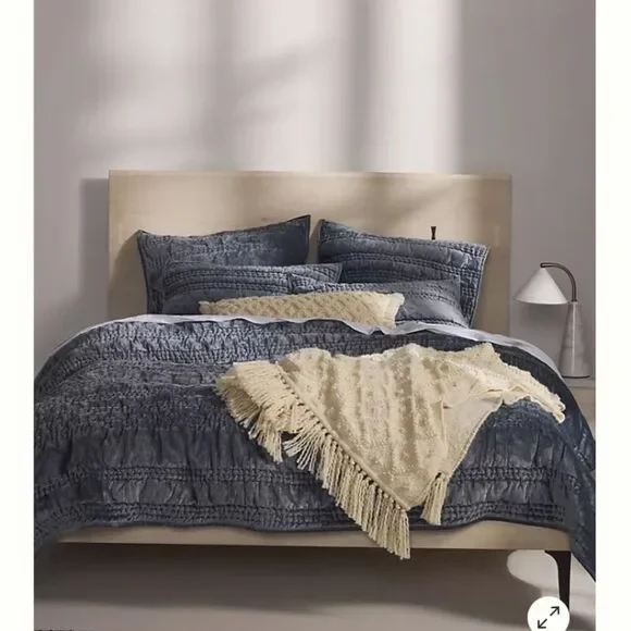 Anthropologie Lustered Velvet Alastair Twin Quilt