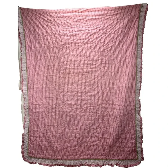 Vintage Strawberry Pink Red Ruffles Bed Spread 68 x 87