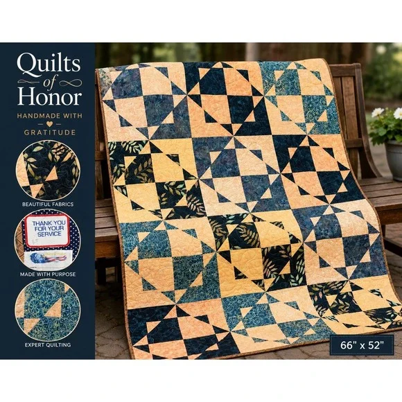 Quilts Of Honor Handmade Batik Patchwork Quilt Throw Twin Topper 66x52 Americana