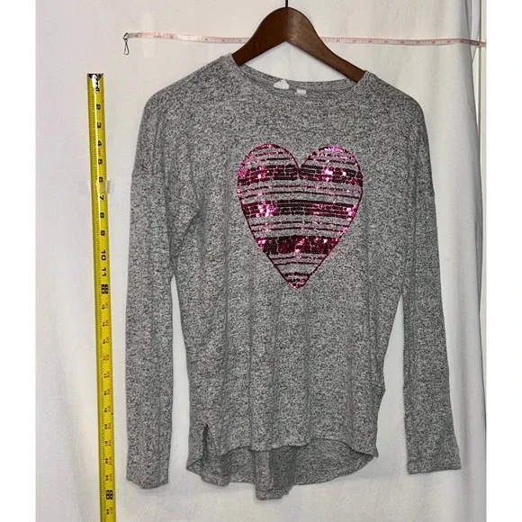 Gap Kids Girls Gray Long Sleeve‎ Pullover Sweater Sequins Heart XXLarge