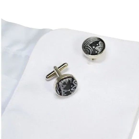 Mens Paisley Silver Cuff Links