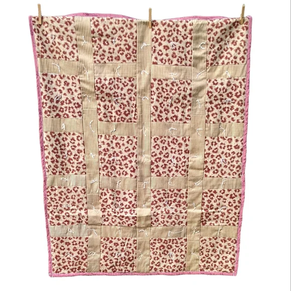 Quilt, handmade, animal print, floral, stripes 34W * 45.5 H