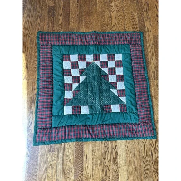 Vintage Handmade Patchwork‎ Quilt Block Christmas Tree New 32