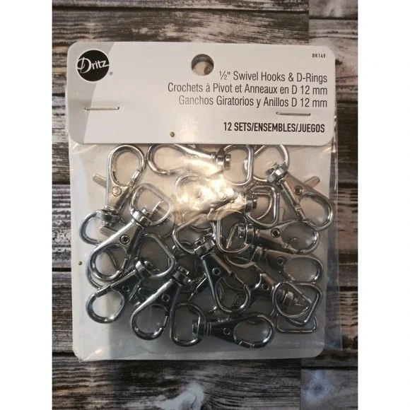 Dritz‎ 1/2 Swivel Hook with D Rings 12pc Package NEW
