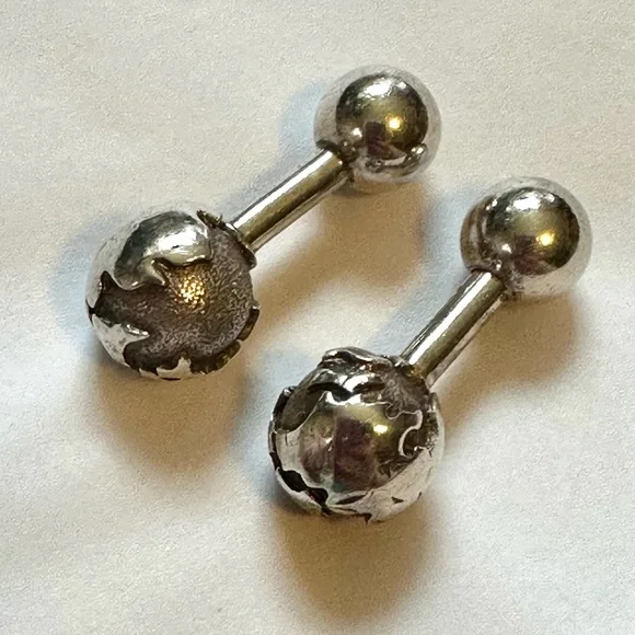 Tiffany & Co Sterling Silver‎ Globe Barbell Cufflinks