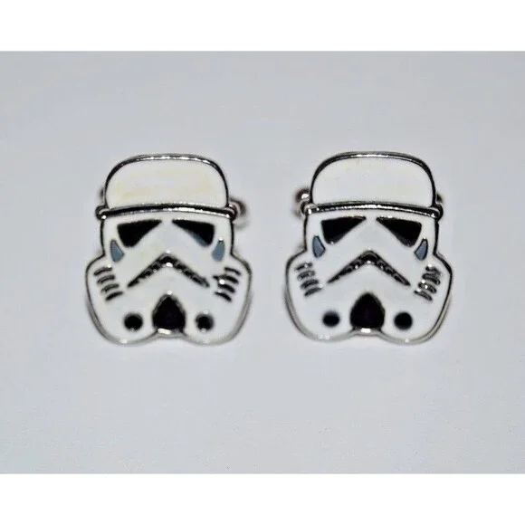 Star Wars ROTJ Storm Trooper White Sci Fi Men's Enamel Cufflinks FREE w/ BUNDLE
