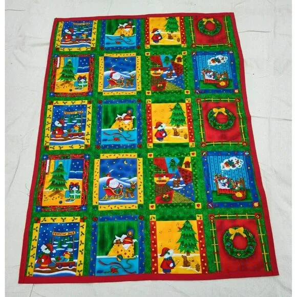 Handmade Christmas Baby Play Mat Blanket, Bright Colors, No Batting, 40