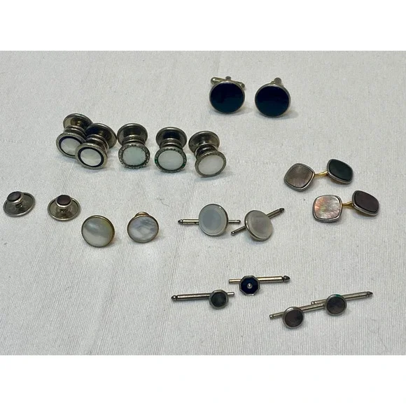 Lot Vintage Art Deco Snap Links Pull Apart Cufflinks Tie Tacks