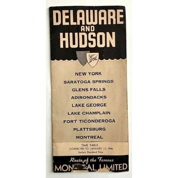 January 1946 Delaware & Hudson RR Railroad Timetable NY Saratoga Montreal