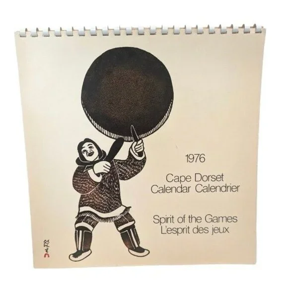 1976 Cape Dorset Calendar Inuit Art Pitseolsk Canada Baffin Eskimo Vtg Spirit