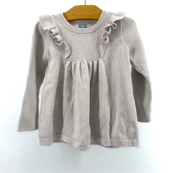 Baby Gap Toddler Girls Cream Ruffled Tunic Sweater