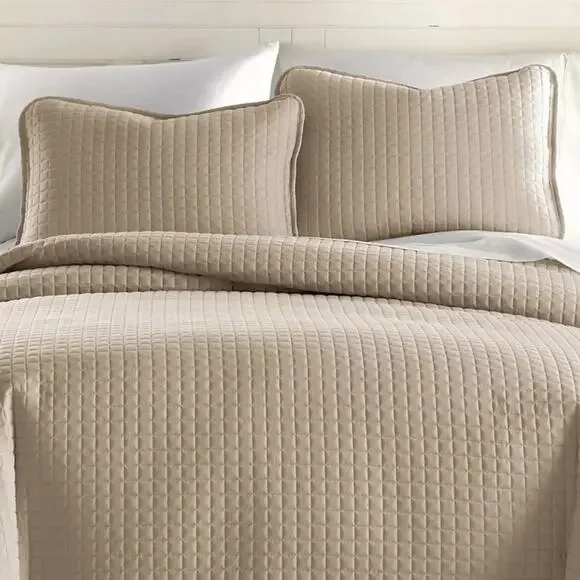 Southshore Fine Linens Oversized Lightweight 3 Pc Quilt Set Beige Full/Queen