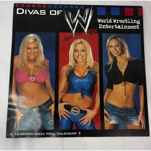 16 Month 2004 Wall Calendar Divas of World Wrestling Entertainment WCW