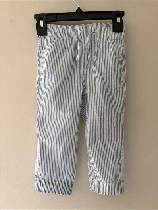 GAP Blue & White Seersucker Drawstring Kids Pants