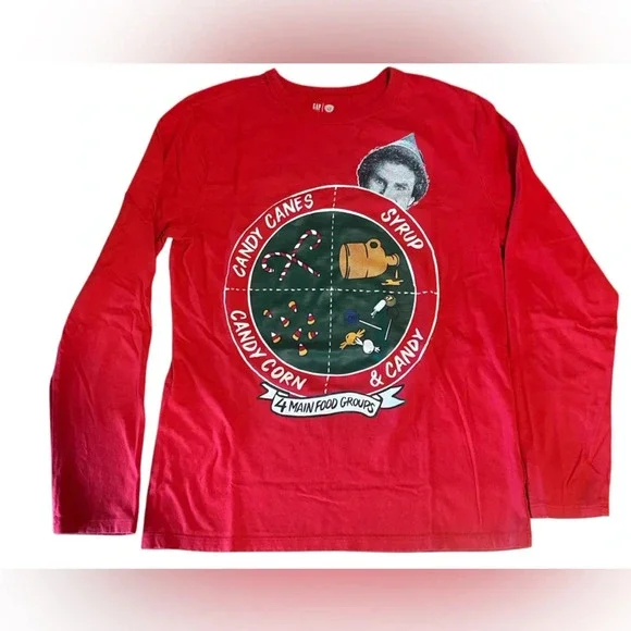 GAP Kids Red Holiday Graphic Long Sleeve Tee Cozy Christmas Core XXL 10–12