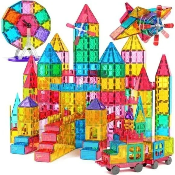 100pcs Magnetic Tiles Building Blocks Set for Boys Girls Preschool Educational