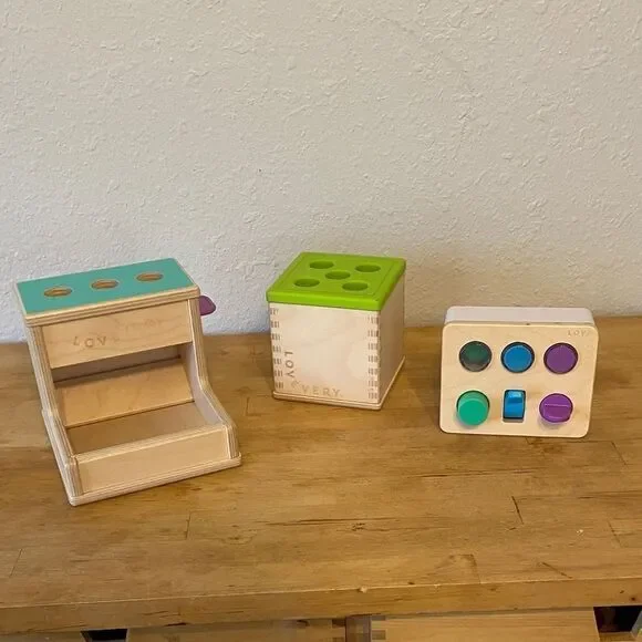 LOVEVERY Wooden Play Set of 3 Montessori Toys for Kids