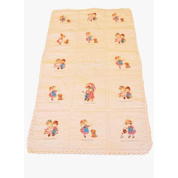 VTG‎ Handmade Baby QUILT Crib/Lap Blanket 