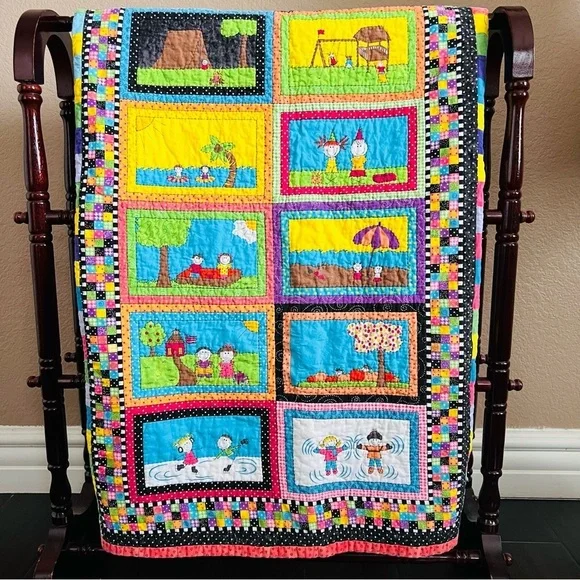 Handmade Colorful Patchwork Kids Quilt