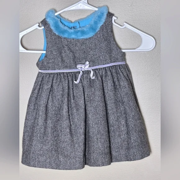 Girl's Infant Baby Gap Wool Blend Faux Fur Lined Dress,‎ Size 6-12 Months