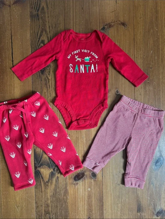 GAP Baby Red Infant Pants with White Deer Print