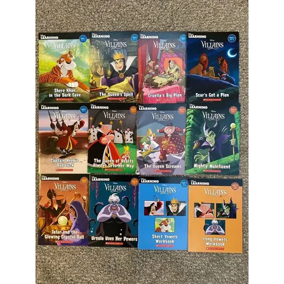 Disney Learning Paperback Books 1-12 Vowels Kindergarten Kids Reading