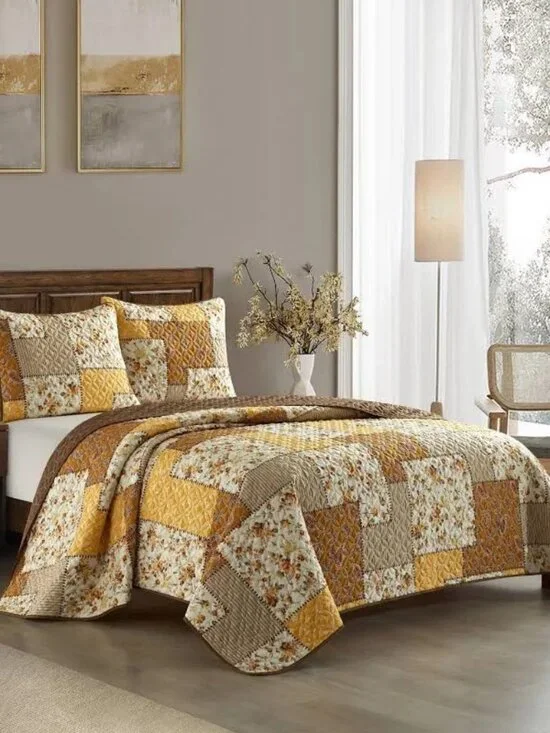 Nanshing Fayetta 3 Piece Floral Quilt Set, Queen, NWT