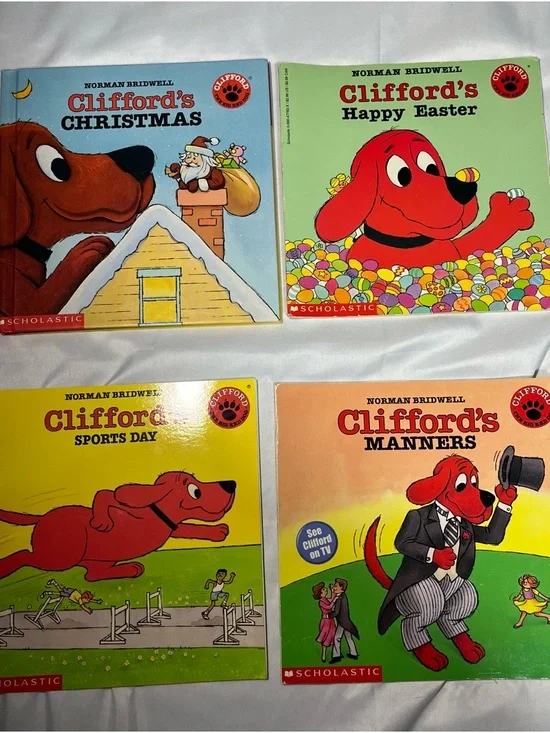 Vintage 90s Clifford Big Red Dog Book Lot 5 Norman Bridwell PB/HC EUC
