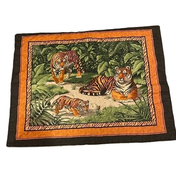 Fabric Quilted Tiger Wallhanging White Tiger on Back