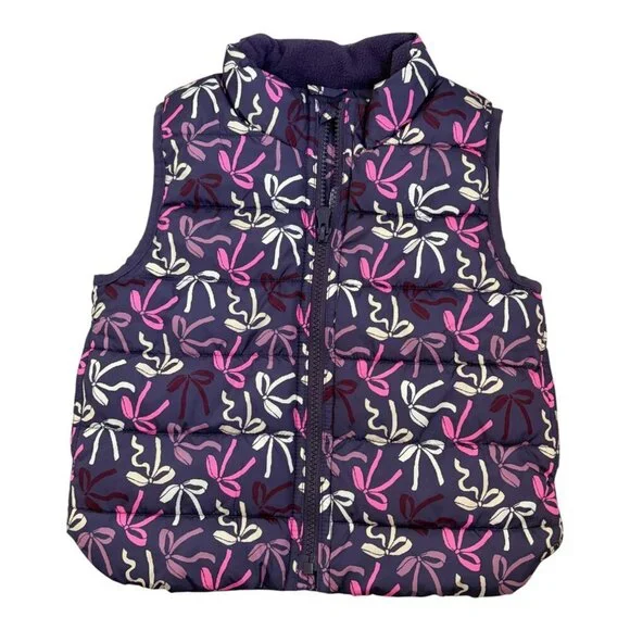 Gap Girls ColdControl Puffer Vest Purple Bow Print 3 Years 3T