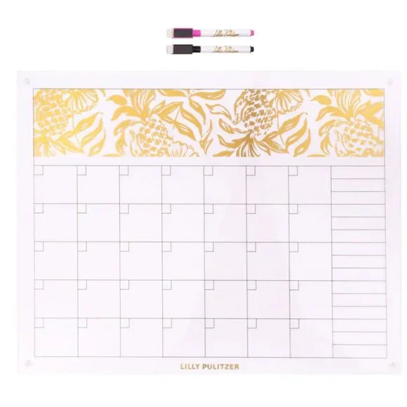 NWT Lilly Pulitzer Acrylic Dry Erase Calendar - Gold Metallic Bon Vivants