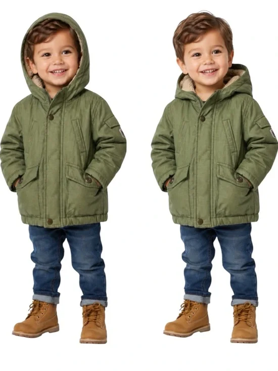 Baby GAP Olive Green Puffer Jacket 6-12 Months Sherpa Hood Insulated Winter Coat