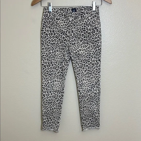Gap Leopard Print Frayed Hem Pull On Stretch Jegging Ankle Jeans