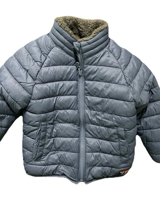 Gap Toddler Boy Reversible Blue Puffer Jacket Sherpa Lined Size 3T