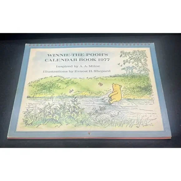 Vintage 1977 Winnie‎ The Pooh Calendar Book Frameable Pages Piglet, Tigger