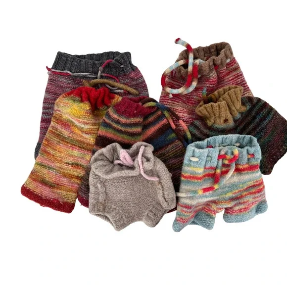 Newborn knited pants photography prop outfit set of 7 various colors